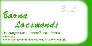 barna locsmandi business card